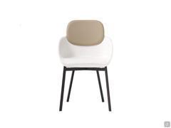 Lollipop Lounge chair with matte black frame and fabric and leather seat