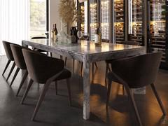 Dining room with elegant chairs Matilde with wooden frame and tone-on-tone textile lining