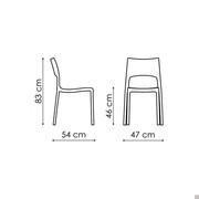 Colourful kitchen plastic chair Idole by Bonaldo - Measurements