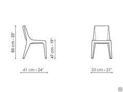 Upholstered leather chair Tip Toe by Bonaldo - Model und Measurement