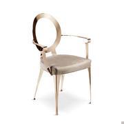 Miss brass chair with padded seat, metal seat-back and metal armrests by Cantori