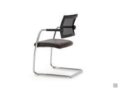 Cantilever chair Expo Light with breathable mesh back and leather seat