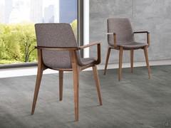 Talin solid wood chair with armrests and fabric cover