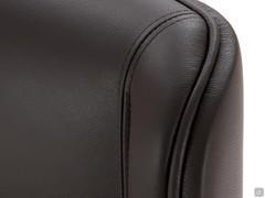 Details of the stitches on the made to order armchair in leather