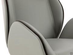 Detail of leather upholstery with contrasting velvet piping