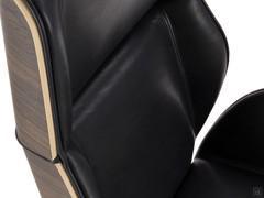 Detail of upholstered and leather-covered backrest