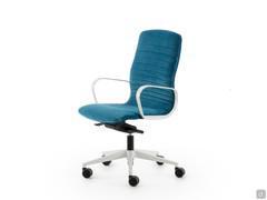 One-piece home-office chair Mark in petroleum color velvet effect fabric