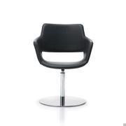 Swivel conference chair upholstered in leather