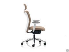 Office chair with adjustable headrest Steve with white shell