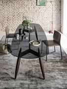 Dining room with chairs Corinne all upholstered in 1031 cast iron leather to match the Gunnar table