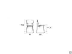 Harriet modern wooden and padded chair  - Measurements Scheme