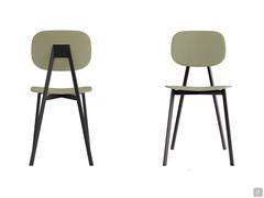 Chair Lollipop with matte black metal frame and green polypropylene seat and backrest