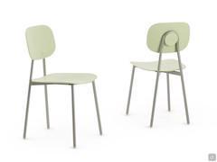 Lollipop Young chair with seat in green polypropylene and Silver Grey structure