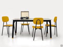 Economical, practical and colorful chair Lollipop Young made of yellow polypropylene and matte black metal