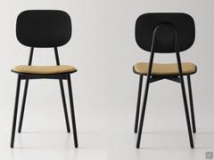 Front and back view of the Lollipop Young chair in the version with removable cushion upholstered in Nocera N028 fabric