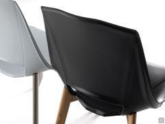 Detail of the polypropylene seat, or covered in bonded leather