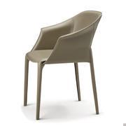 Side view of Cattelan's Zuleika armchair in taupe leather finish