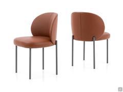 Rakel upholstered designer chair with metal legs, available in fabric, velvet or faux leather