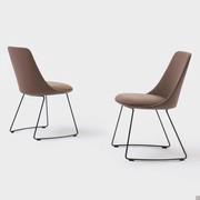 Soft seat cushion upholstered sled legs chair Itala by Bonaldo