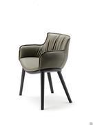 Rhonda upholstered chair with armrests by Cattelan with burnt oak structure