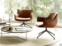 Rhonda upholstered chair in faux-leather by Cattelan, in the version with Lounge structure, low and swivel