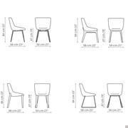 Artika chair by Bonaldo (from top to bottom, from left to right) - metal legs, wooden legs, cvovered legs, sled legs