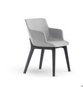 Upholstered chair Artika by Bonaldo in the armchair version with armrests and painted wooden frame