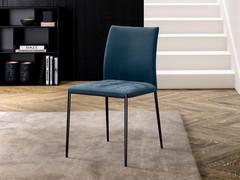 Rosa upholstered chair with smooth backrest and metal legs