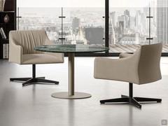 Iside armchair with 4-spoke swivel base in black painted aluminium and wide seat covered in Nabuk leather.