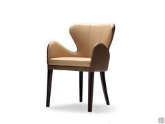 Brixia leather dining chair with armrests