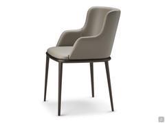 Magda chair with armrests and smooth back by Cattelan. Legs in embossed metal.