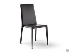 Chair Eral by Bonaldo with painted metal legs and black leather upholstery