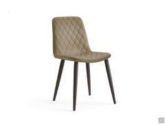 Will diamond-quilted upholstered chair, without armrests. Leather upholstery and solid ash-wood legs in the Dark Coffee finish.