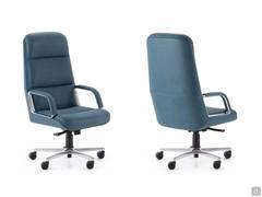 Executive armchair Kiruna with fixed aluminum armrests with leather upholstered support