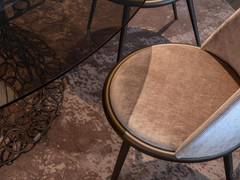 Detail of Aurora chair with Bellagio powdered velvet seat and metallic iron frame