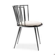 Chair Aurora by Cantori with upholstered seat and black nickel metal frame