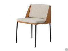 Fabric chair with belting leather backrest Sangay in the version with four metal legs