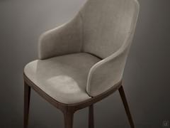 Upholstered armchair with solid wood frame Elise in the version with arms