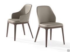 Upholstered armchair with solid wood frame Elise in two versions with and without arms