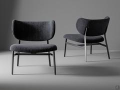 Armchair Noor by Bonaldo, which can be upholstered in fabric, leatherette or leather and has a painted metal frame