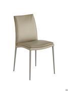 Upholstered Europa chair with integrated cushion fully covered in leather and metal legs