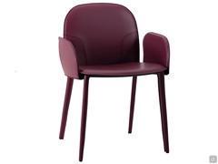 Makalu chair with high armrests slightly detached from the backrest, formal version is versatile both as a dining chair and as an important office seat