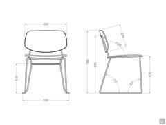 Chloe chair with a metal sled base - Measurements