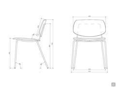 Chloe chair with four metal legs - Measurements