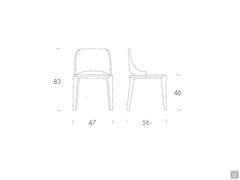 Malva Upholstered Chair with Curved Backrest - Layout Measurements