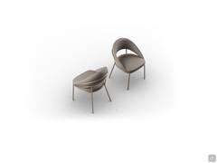 Top views of the upholstered chair Kiki with champagne-painted metal frame and genuine leather upholstery