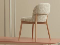 Modern chair upholstered in a distinctive patterned fabric