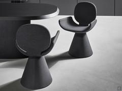 Ergonomic designer chair Youpi with entirely upholstered cone-shaped base matching the seat