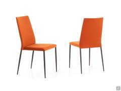 Akira 2.0 chairs upholstered in Carabu stain-resistant fabric and with metal legs