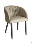 Elegant cockpit chair Grace upholstered in leather with four straight ash wood legs stained Black